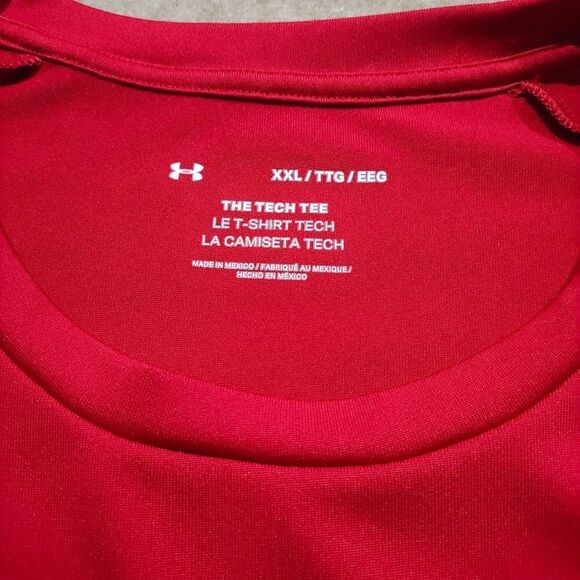 Under Armour The Tech Tee Shirt Red Mens #3 - Picture 5 of 5